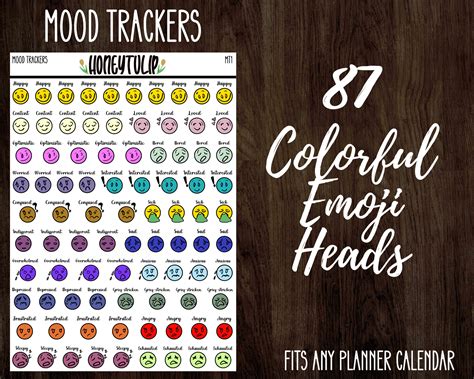 Mood Tracker Emotion Emoji Heads Planner Stickers Etsy