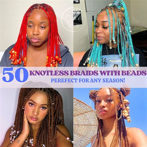 50 Attractive Knotless Braids With Beads To Inspire Your Summer 2023