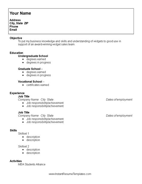 College Student Resume Template Microsoft Word