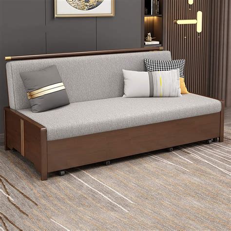 Solid Wood Folding Sofa Bedmultifunctional Living Room Pull Out Double