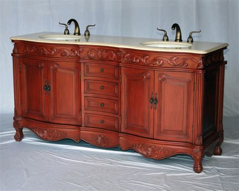 60 Adelina Antique Style Double Sink Bathroom Vanity In Cherry Finish