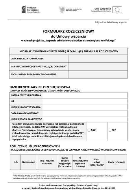 Formularz rozliczeniowy