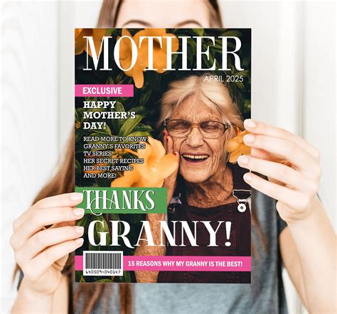 Custom Mothers Day Magazine Cover Ts For Grandma Etsy