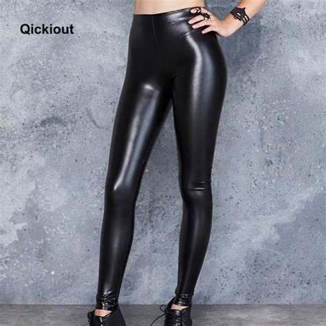 Qickitout Fashion Sexy Women Leggings Leather Pants Soild Black Hot
