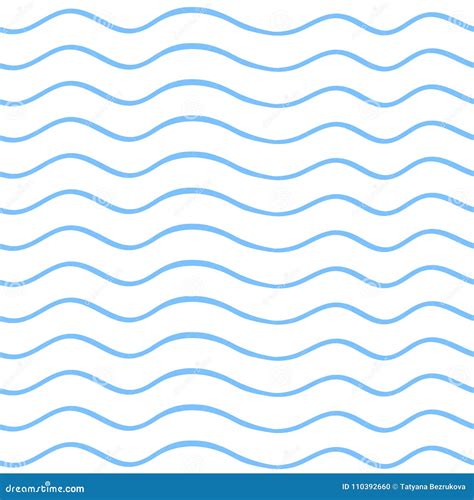 Seamless Background Of Blue Wavy Lines Vector Illustration Stock