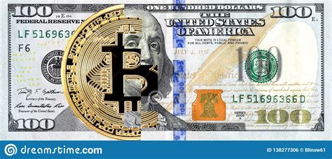 Click on united states dollars or bitcoins to convert between that currency and all other the united states dollar is divided into 100 cents. Bitcoin And Banknote Of 100 American Dollar Stock Photo ...