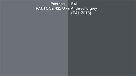 Pantone 431 U Vs Ral Anthracite Grey Ral 7016 Side By Side Comparison
