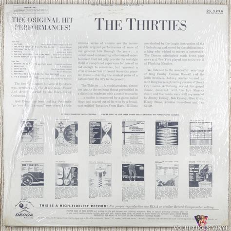 Various The Thirties The Original Hit Performances Vinyl Lp Compilation Mono