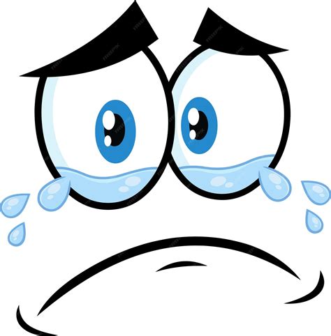 Premium Vector Crying Cartoon Funny Face With Tears And Expression
