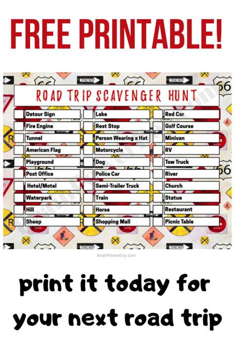 Download this game from microsoft store for windows 10, windows 8.1, windows 10 mobile, windows phone 8.1. Free Printable Road Trip Scavenger Hunt Game