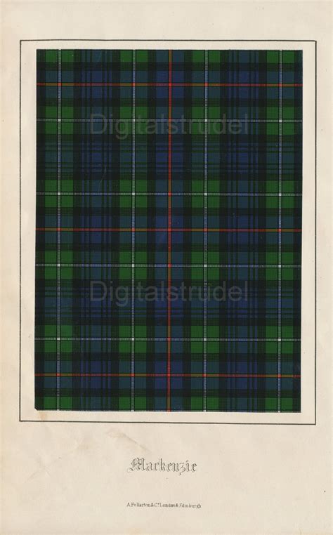 1906 Antique Scottish Tartan Print Of Clan Mackenzie Digital Etsy