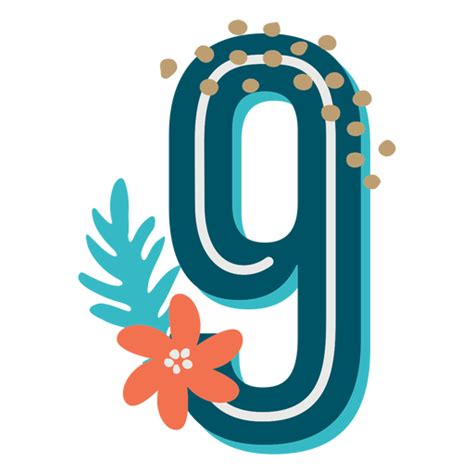 Tropical Decorated Number 9 Transparent Png And Svg Vector File