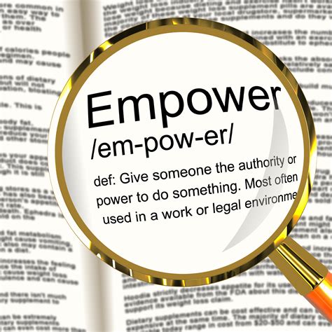 Empower Definition Magnifier Showing Authority Or Power Given To Do