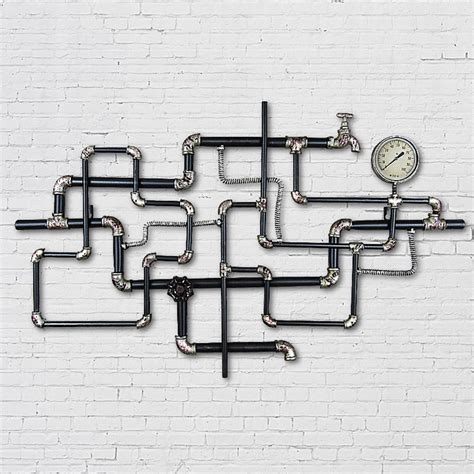 Industrial Vintage Black Metal Water Pipe Wall Decor Art