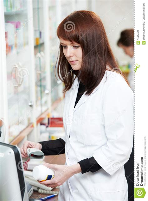 Pharmacy Chemist Woman In Drugstore Stock Image Image Of Drugstore