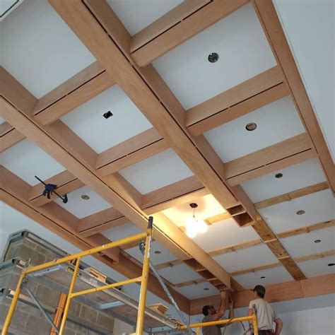 Coffered Mahogany Ceiling Coming Along Rcarpentry
