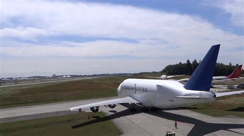 Boeing Dreamlifter Modified 747 Being Moved At Snohomish County