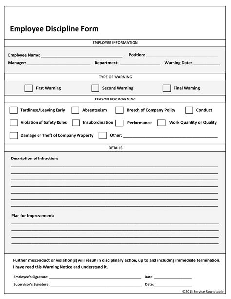 Free Printable Write Up Forms Employees Printable Templates