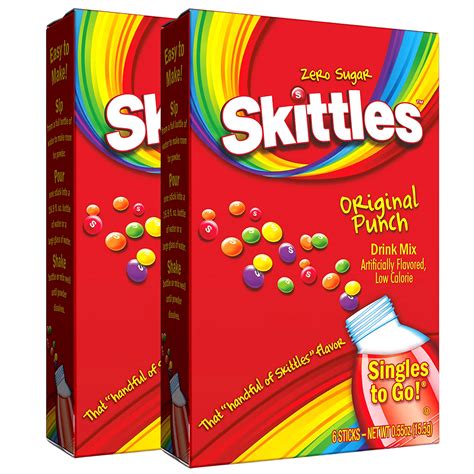 Skittles Original Punch Singles To Go Powdered Drink Mix Zero Sugar Low