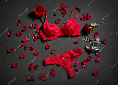 Premium Photo Sexy Red Lace Womans Underwear On Floor