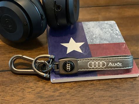 Audi Leather Keychain Platinum Silver Free Shipping Etsy