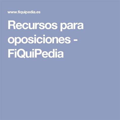 Recursos Para Oposiciones Fiquipedia Oposicion Unidad Didactica