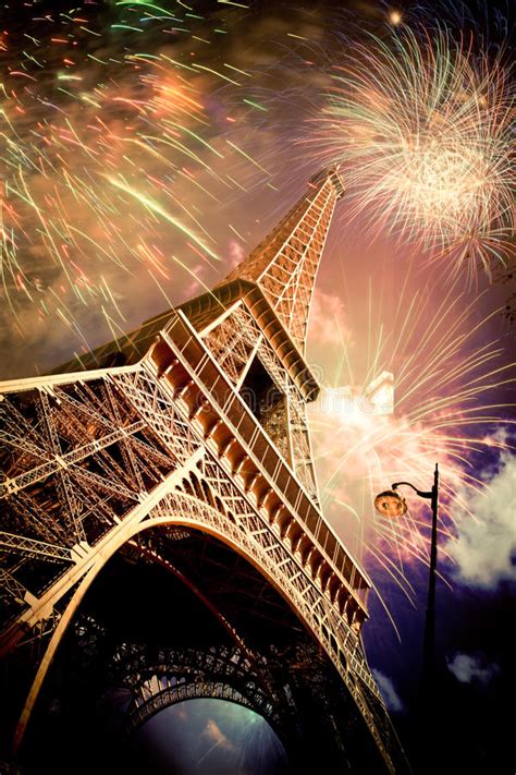 Eiffel Tower And X28paris Franceand X29 With Fireworks Editorial Stock