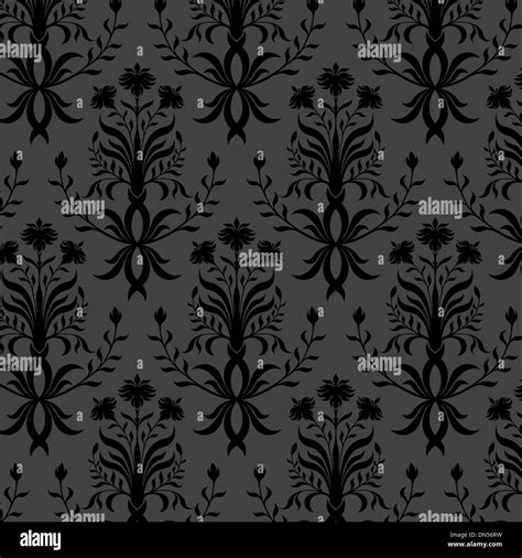 Seamless Black Floral Wallpaper Stock Vector Image And Art Alamy
