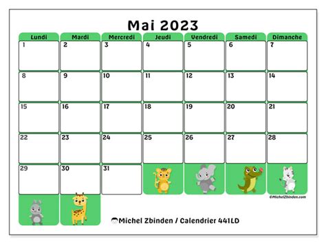 Calendrier Mai 2023 à Imprimer “441ld” Michel Zbinden Ca