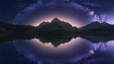 Milky Way Mountain Night Reflection Starry Sky Hd Nature Wallpapers