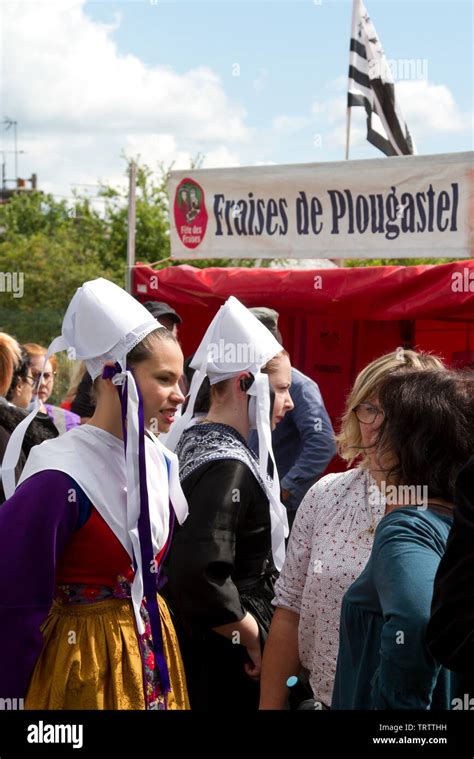 Dancers From Plougastel Daoulas Wearing The Traditional Costume