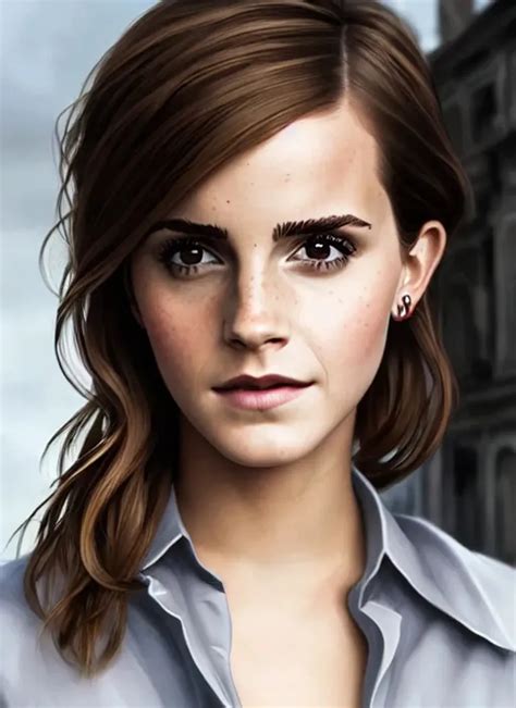 Portrait Of Emma Watson With Brown Hair And With Openart