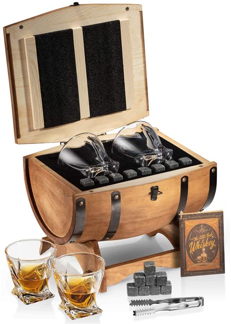 Rocksly Whiskey Stones T Set For Men In Whiskey Half Barrel T Box