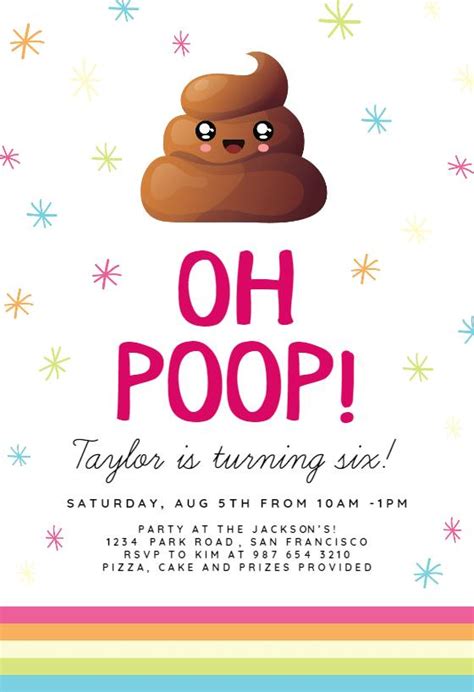 Oh Poop Birthday Invitation Template Free Greetings Island