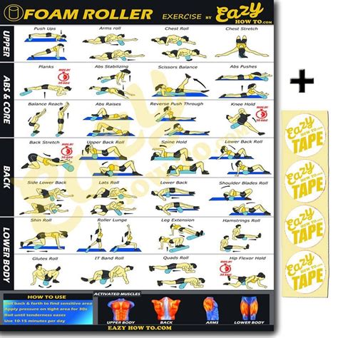 Foam Roller Exercise Workout Banner Poster Big 28 X 20 Chart Stretch