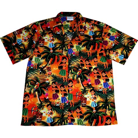 Hawaiihemd Herren Baumwolle S XL Kurzarm Orange Strand Hawaii Shirt Hemd Baumwolle Shirts