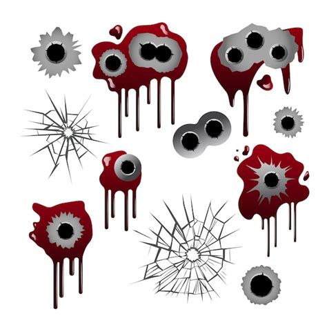 Premium Vector Bullet Holes On White Background Cartoon Illustration