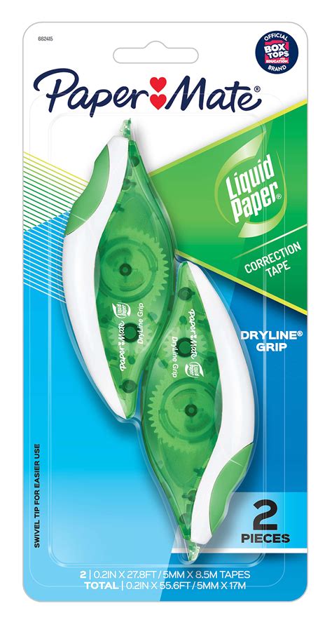 Paper Mate Liquid Paper Dryline Grip Correction White Tape 2 Count