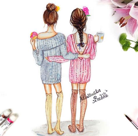 Pin By Illustrationbubble On Best Friends Forever Best Friend Drawings Bff Drawings Drawings