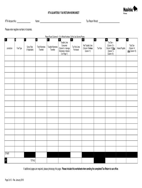 Canada Manitoba Ifta Quarterly Tax Return Worksheet 2019 Fill And Sign Printable Template