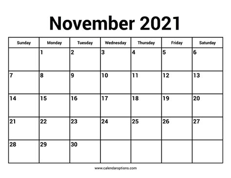 We are all surrounded by rough problems in our daily lives. November 2021 Calendars - Calendar Options