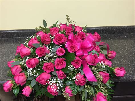 Pink Rose Casket Spray By Surely Daisies Sympathy Flowers Funeral