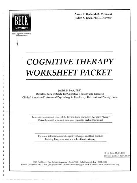 Cognitive behavioural therapy worksheets and exercises. Cognitive therapy worksheet package | Cognitive Therapy | Mental And Behavioural Disorders