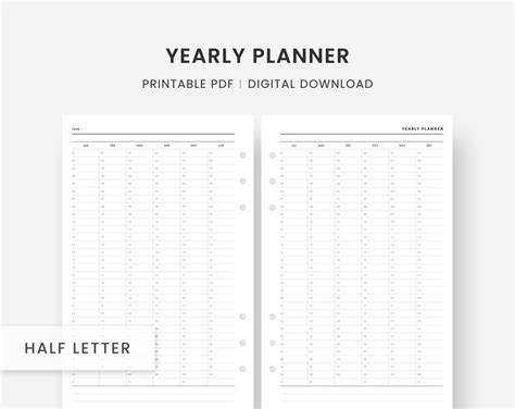 Yearly Planner Printable Annual Planner Yearly Agenda Etsy