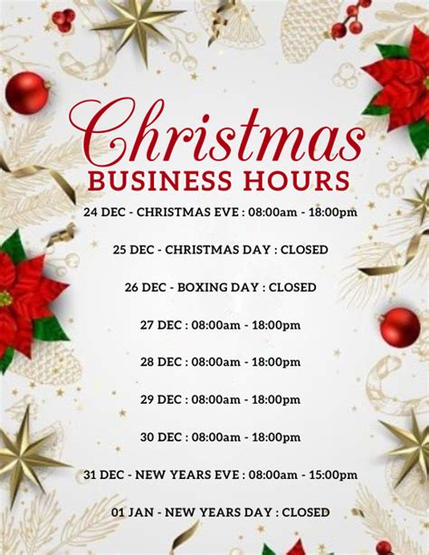 Christmas Store Business Hours Flyer Template Postermywall