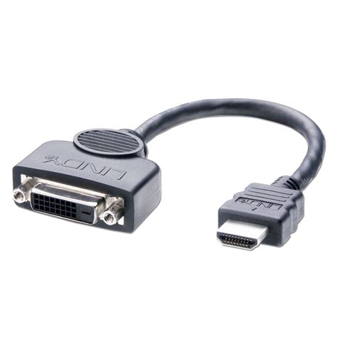 Dvi D Female To Hdmi Male Adapter Cable 02m From Lindy Uk
