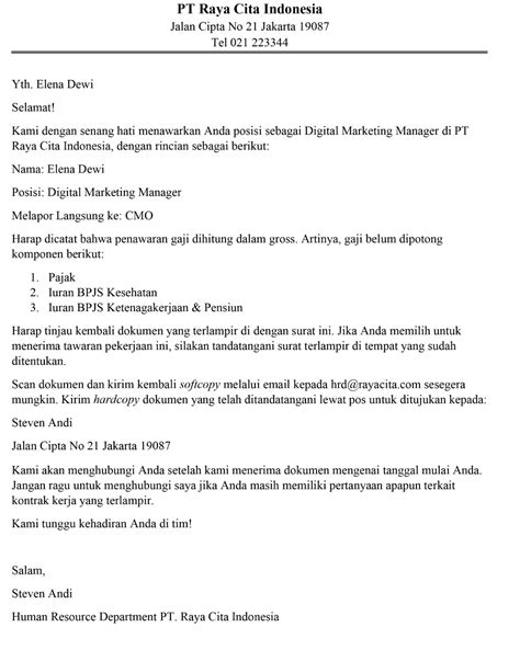 Contoh Offer Letter Kerja Bahasa Melayu Siakap Keli Contoh Contoh