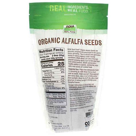 Alfalfa Seeds For Sprouting Organic Now Foods