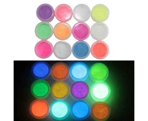 12pce Fluorescent Glow Powder Epoxy Resin Art Projects High Pigment Mix