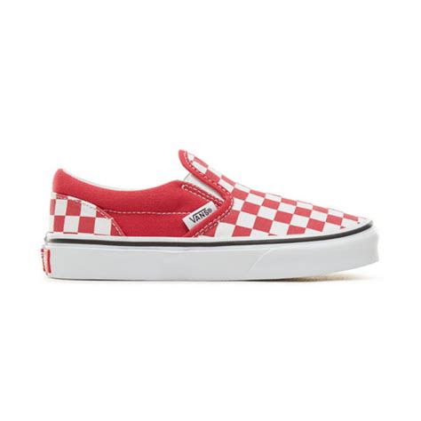 Kids Checkerboard Classic Slip On Shoes Red Vans